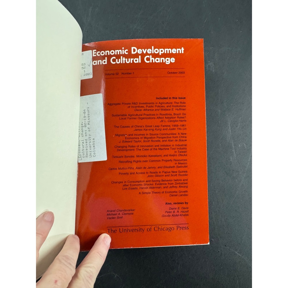Economic Development and Cultural Change Vol 52 Issues 1-4 2003-2004 Hardcover
